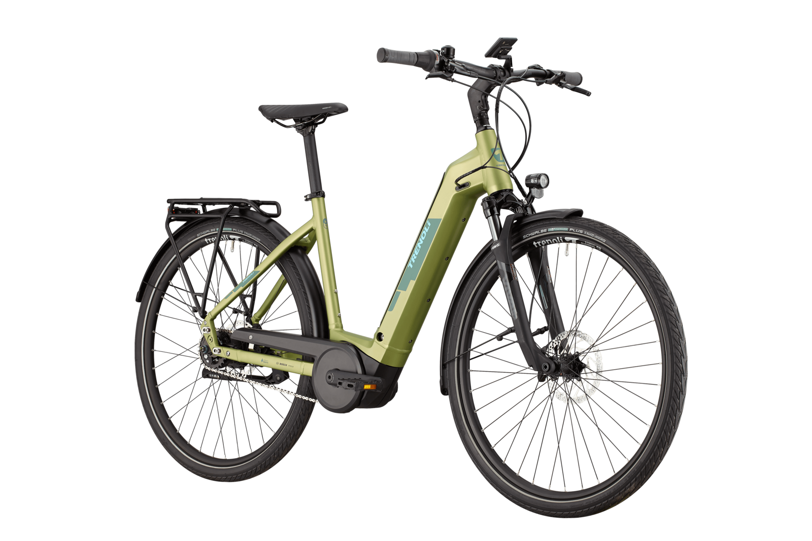 trenoli TANARO classico Performance NX in pale green – matt | City E-Bike mit 625 Wh